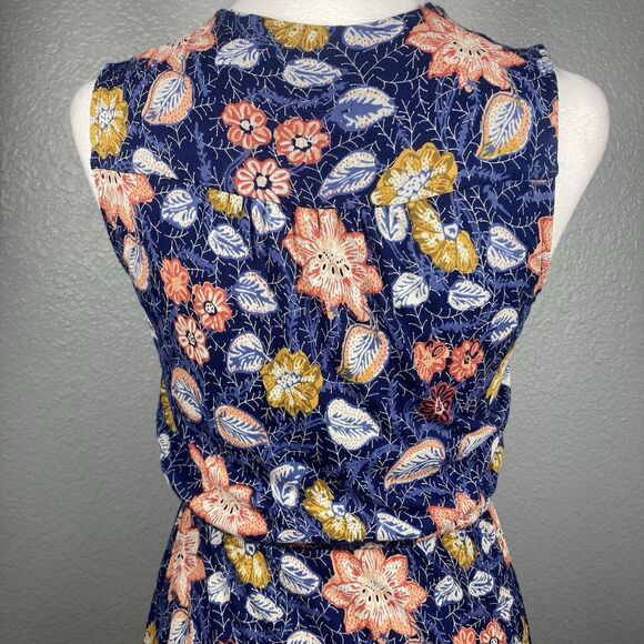 Whimsical Lucky Brand Maxi Dress Blue Festivals Boho Floral Slit Front XS - Picture 6 of 9